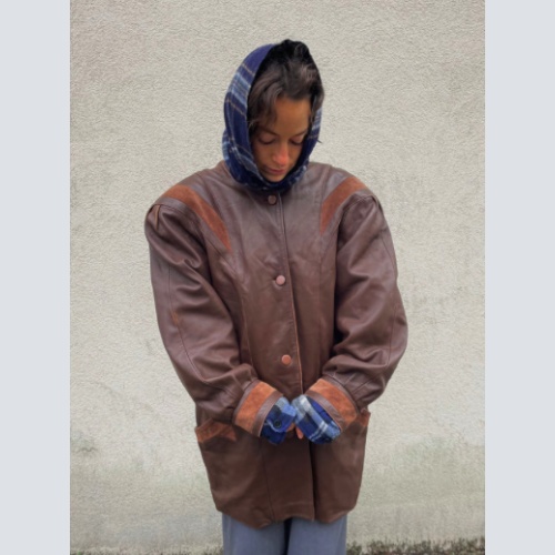 Keginapary Leatherjacket L Frühling Lederjacke Echt Leder braun Unisex Herren