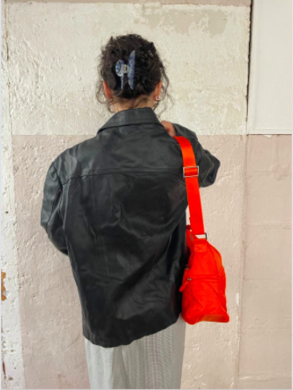 Vintage Lederjacke L Damen Frühling Echt Leder schwarz kombinierbar made in Italy