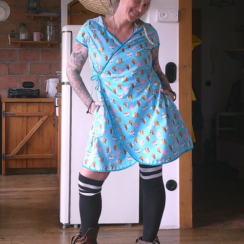 Wickelkleid Bauernhoftiere Ethno Hippie Alternativ Mode Einheitsgröße