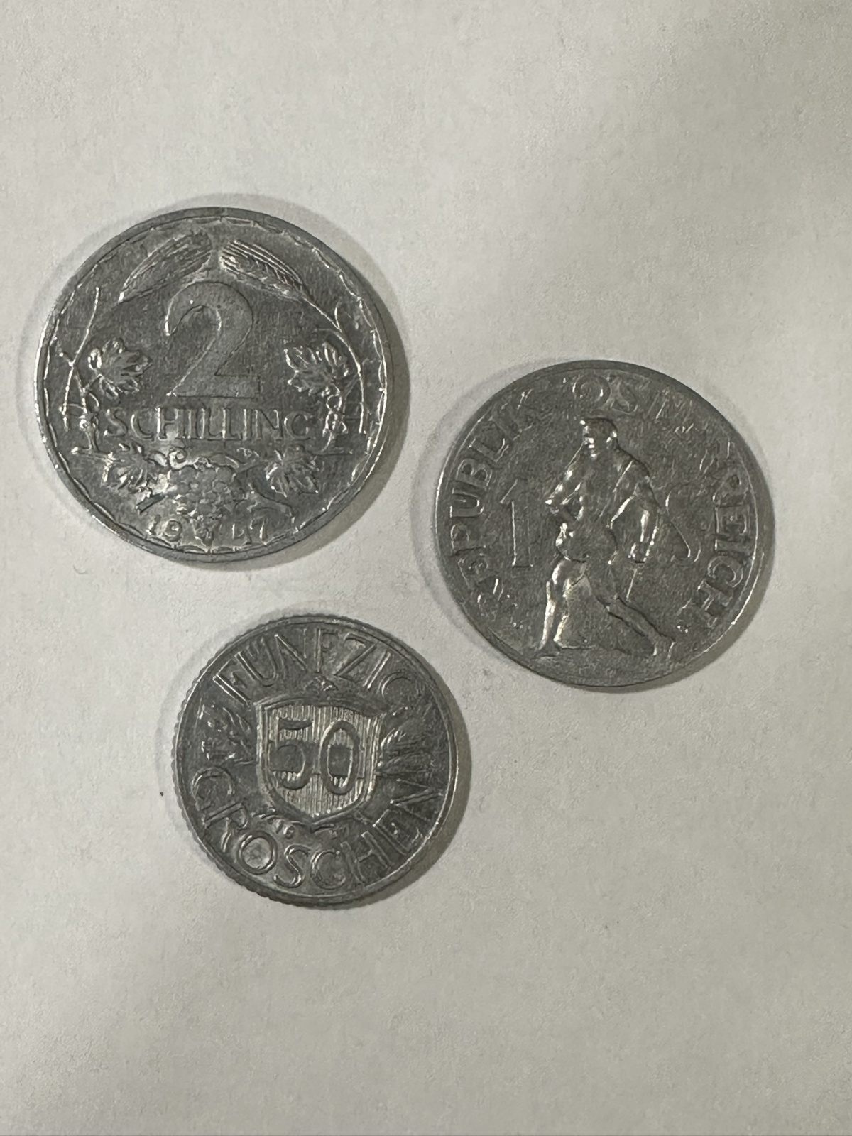 3 Münzen Österreich 1947