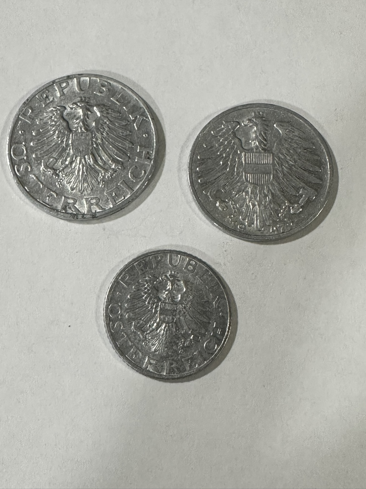 3 Münzen Österreich 1947