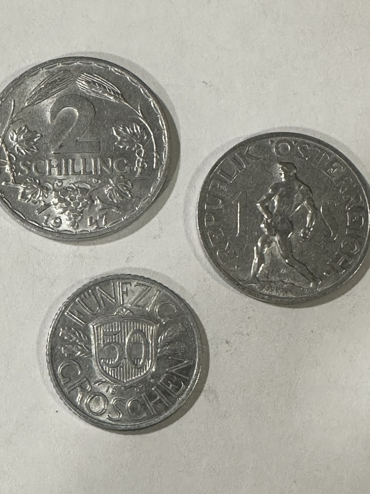 3 Münzen Österreich 1947