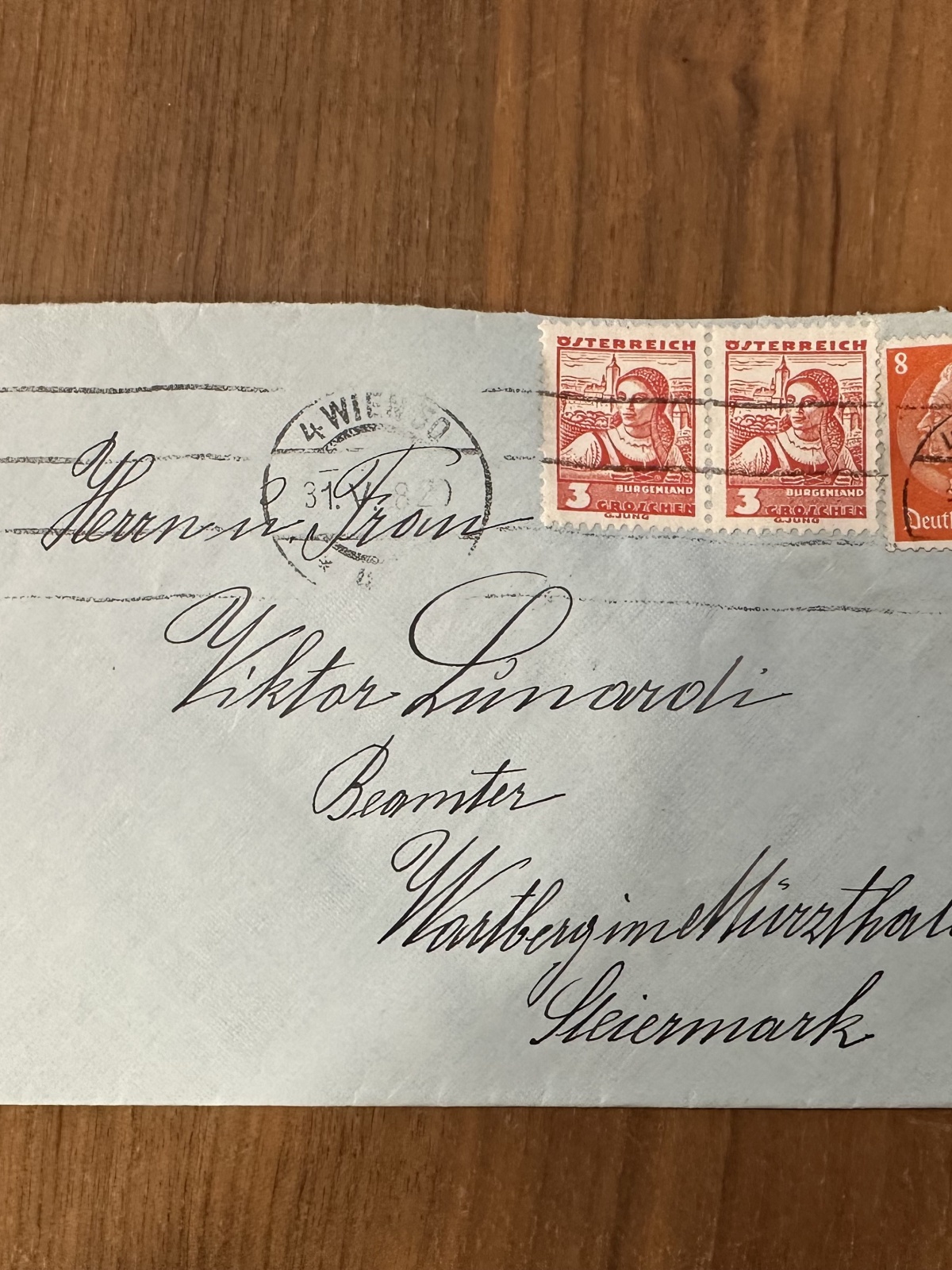 Mischbrief-Kuvert von 1938