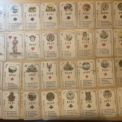32 Stk. Wahrsagerkarten antik um 1900