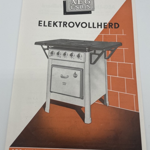 Altes Werbeprospekt von AEG Union Elektrovollherd 50er Jahren