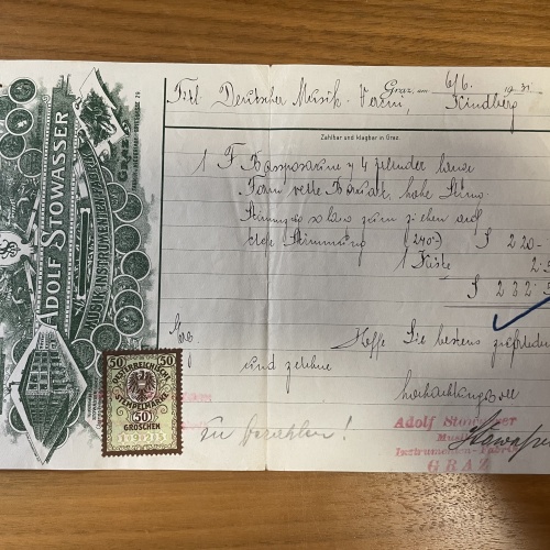 Orginalrechnung Fa. Stowasser Graz vom 1931