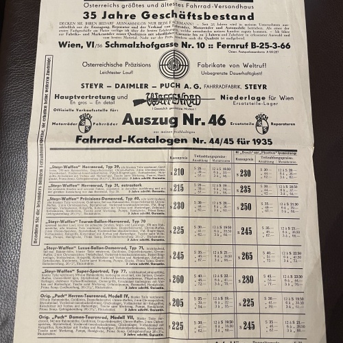 Fahrrad-Katalog 1935/Steyr -Daimler - Puch A.G.