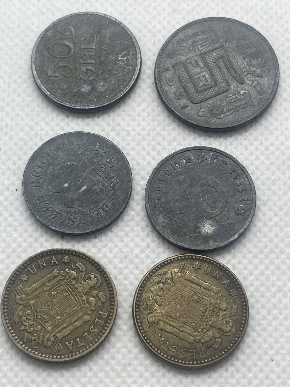 6 versch. alte Münzen 1921, 1942, 1955, 1963