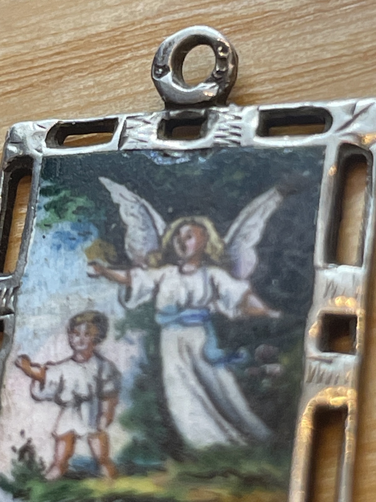 Vintage religiöser Schutzengerl Anhänger für Kette