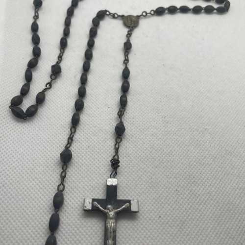Antiker schwarzer französischer Rosenkranz