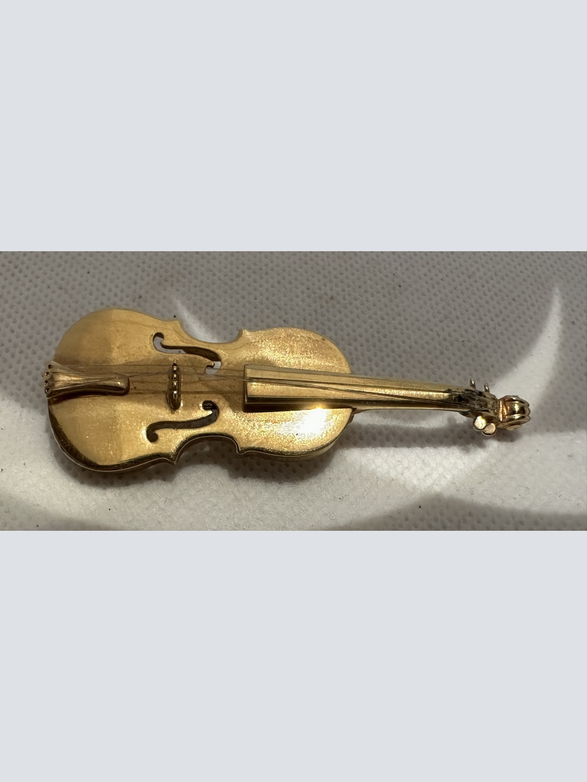Geige Brosche Silber vergoldet