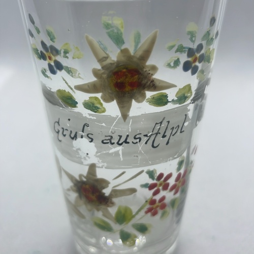 Antikes Glas Gruß aus Alpl