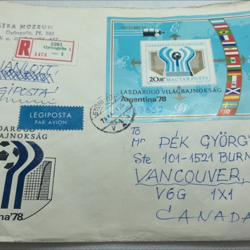 Briefumschlag von 1979 Ungarn-Kanada