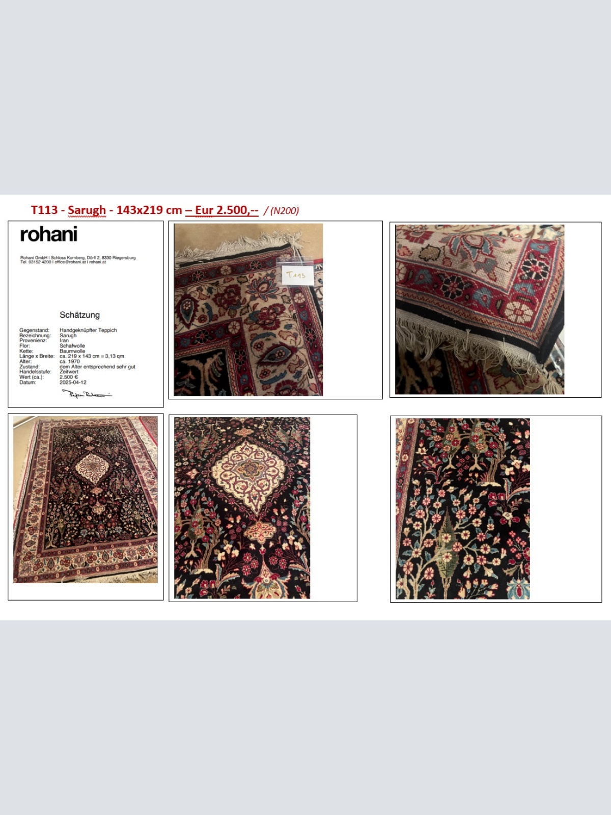 T113 - Sarugh - 143x219 cm  / (N200)