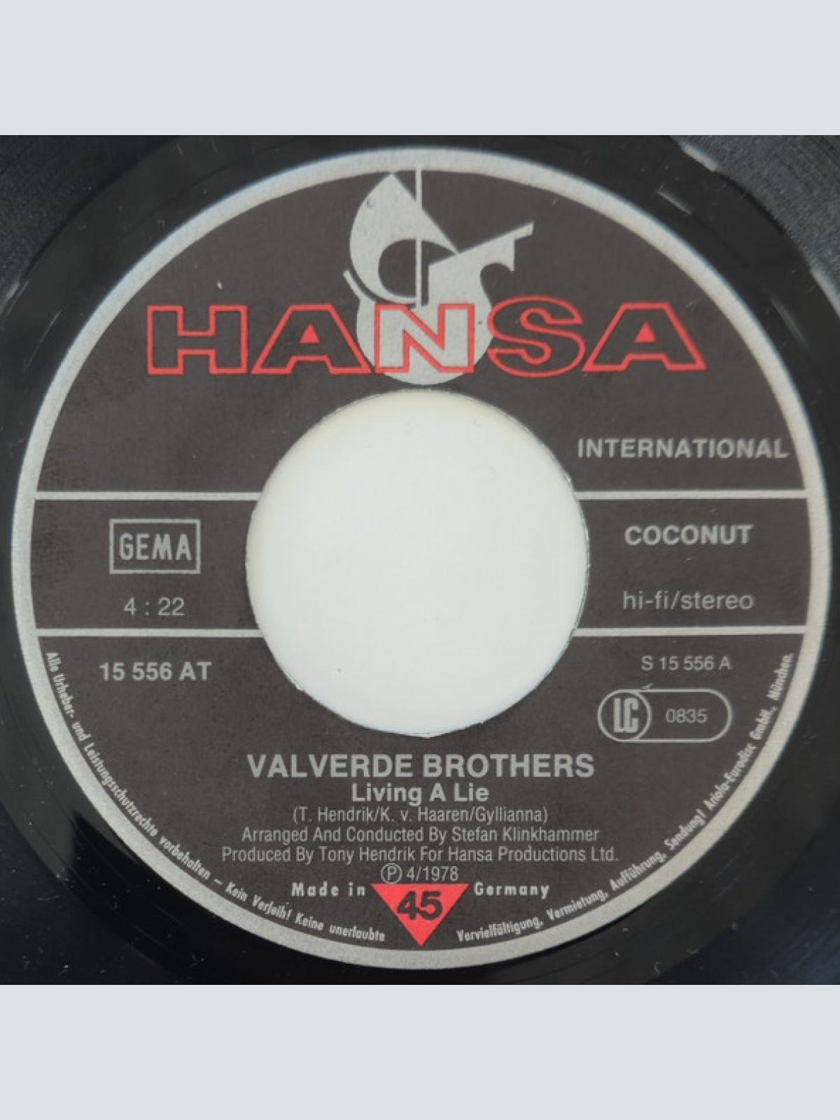 Vinyl / Valverde Brothers - Living A Lie