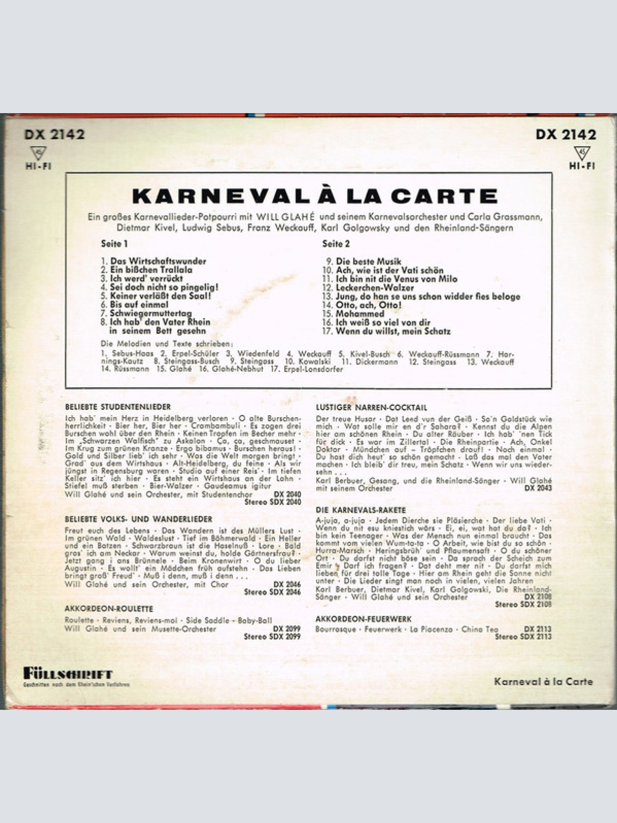 Vinyl / Various - Karneval À La Carte