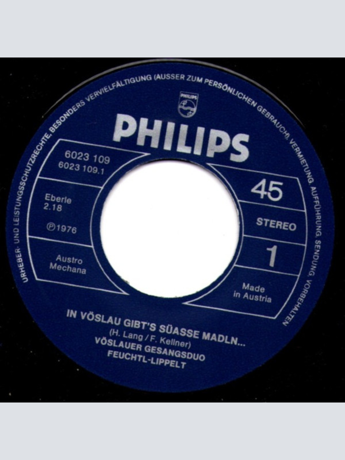 Vinyl / Vöslauer Gesangsduo Feuchtl - Lippelt - In Vösslau Gibt's Süasse Madln