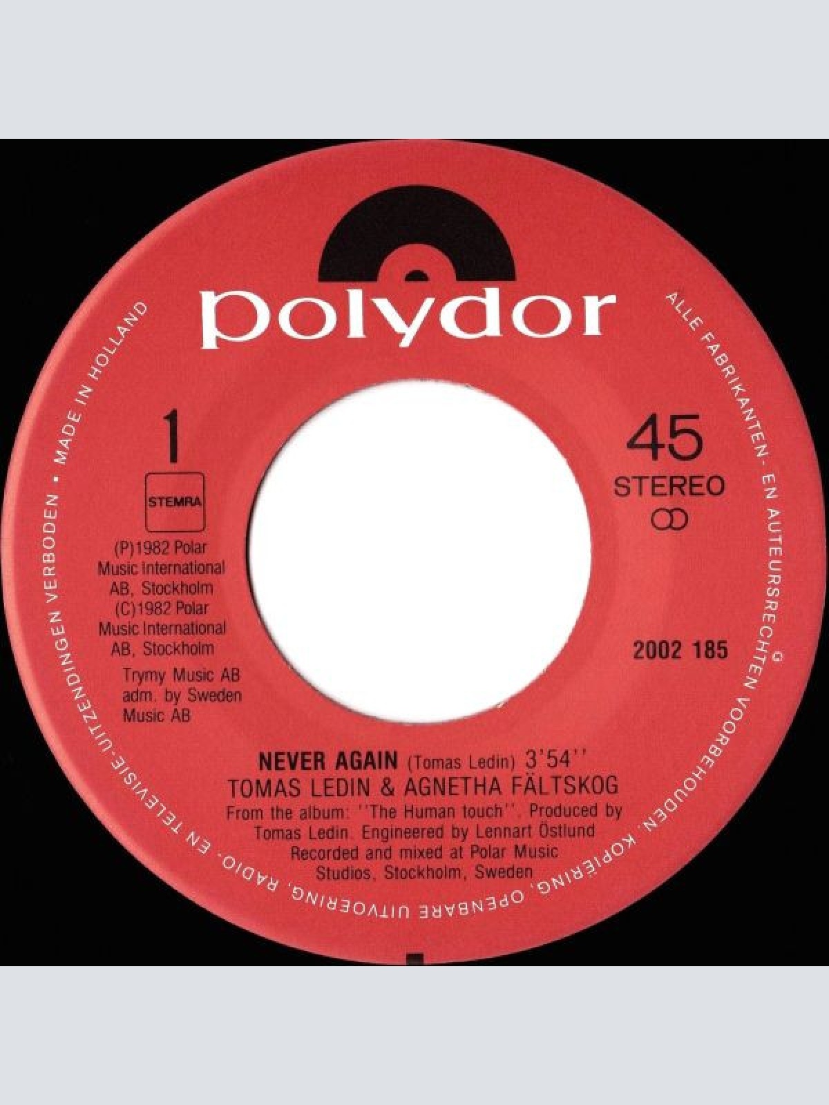 Vinyl / Tomas Ledin / Agnetha Fältskog - Never Again