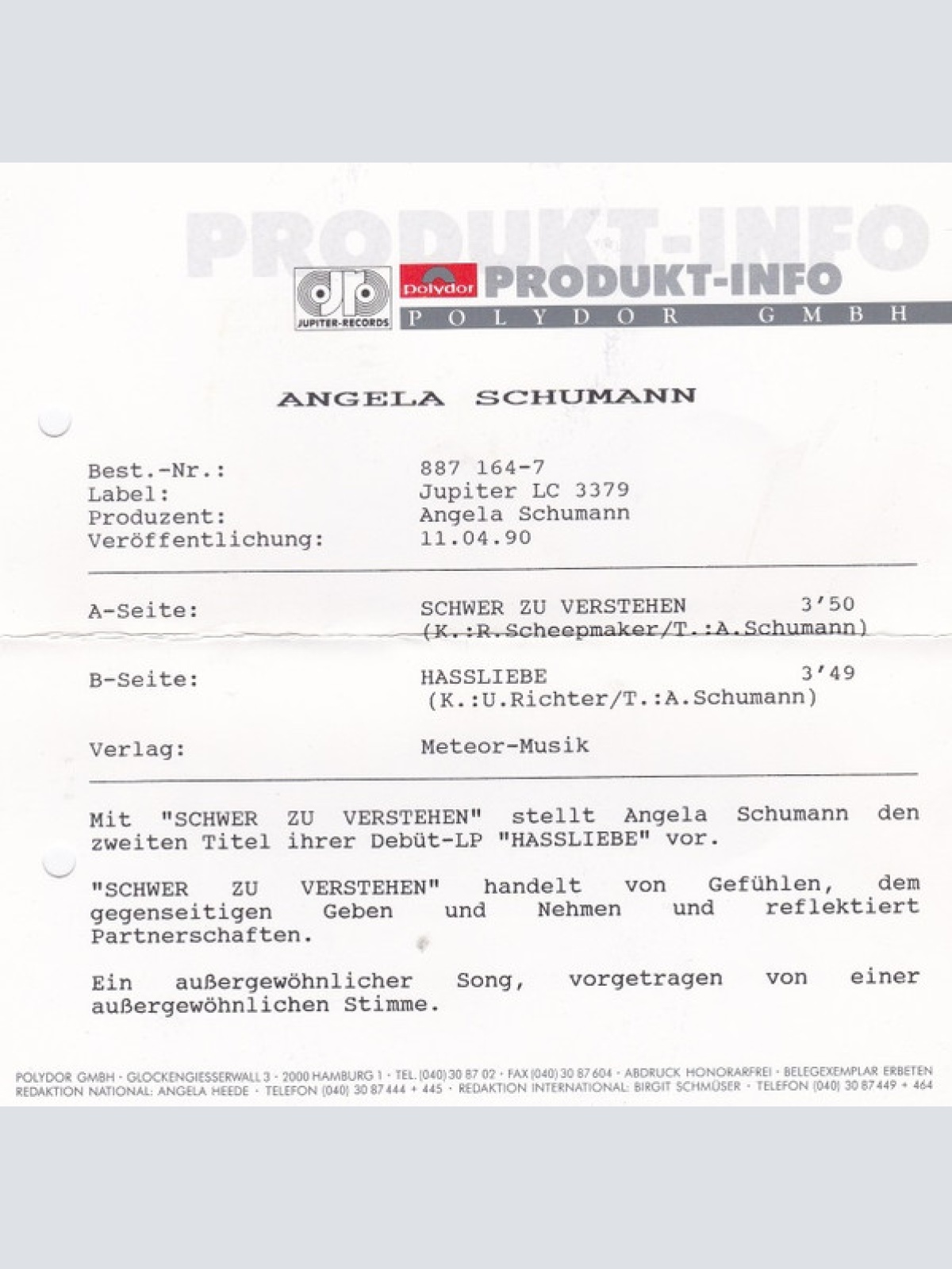 Vinyl / Angela Schumann - Schwer Zu Versteh'n