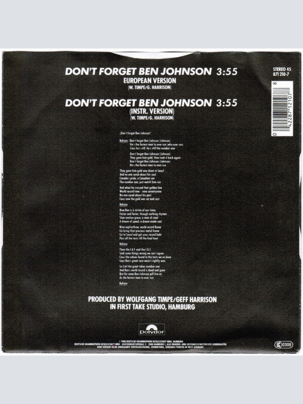Vinyl / Fair-Play (2) - Don't Forget Ben Johnson