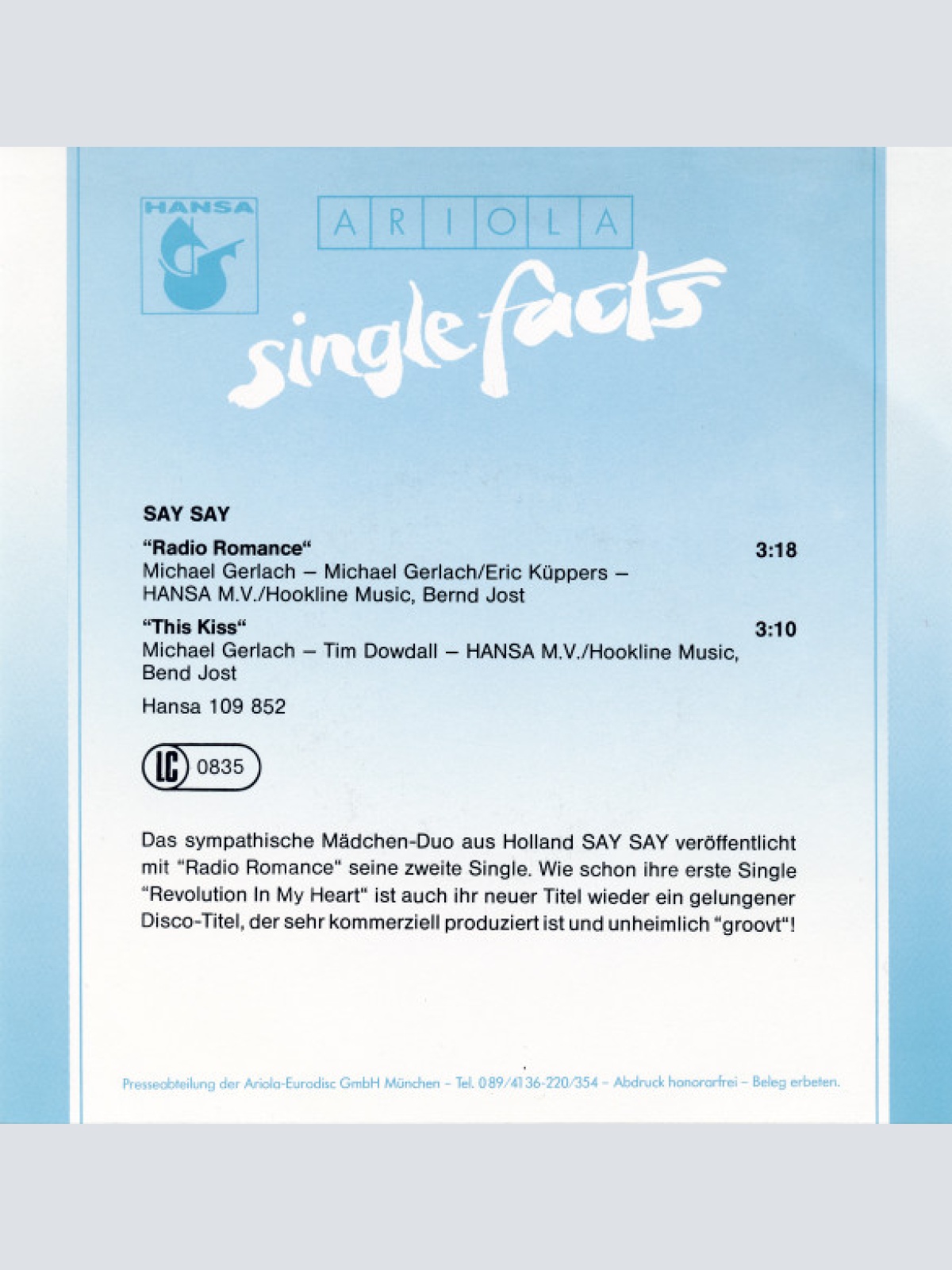 Vinyl / Say Say - Radio Romance