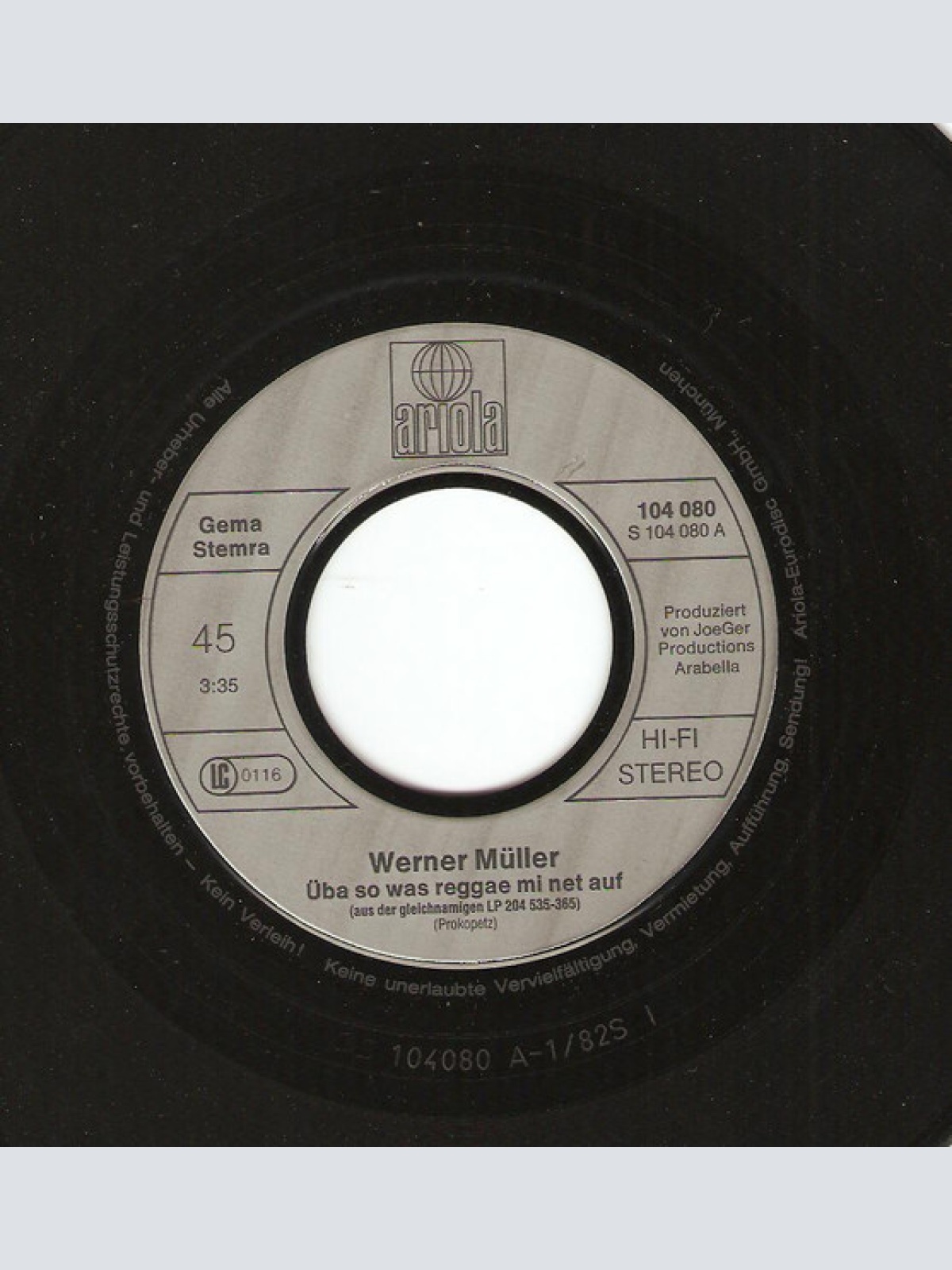 Vinyl / Werner Müller (2) - Üba Sowas Reggae Mi Net Auf