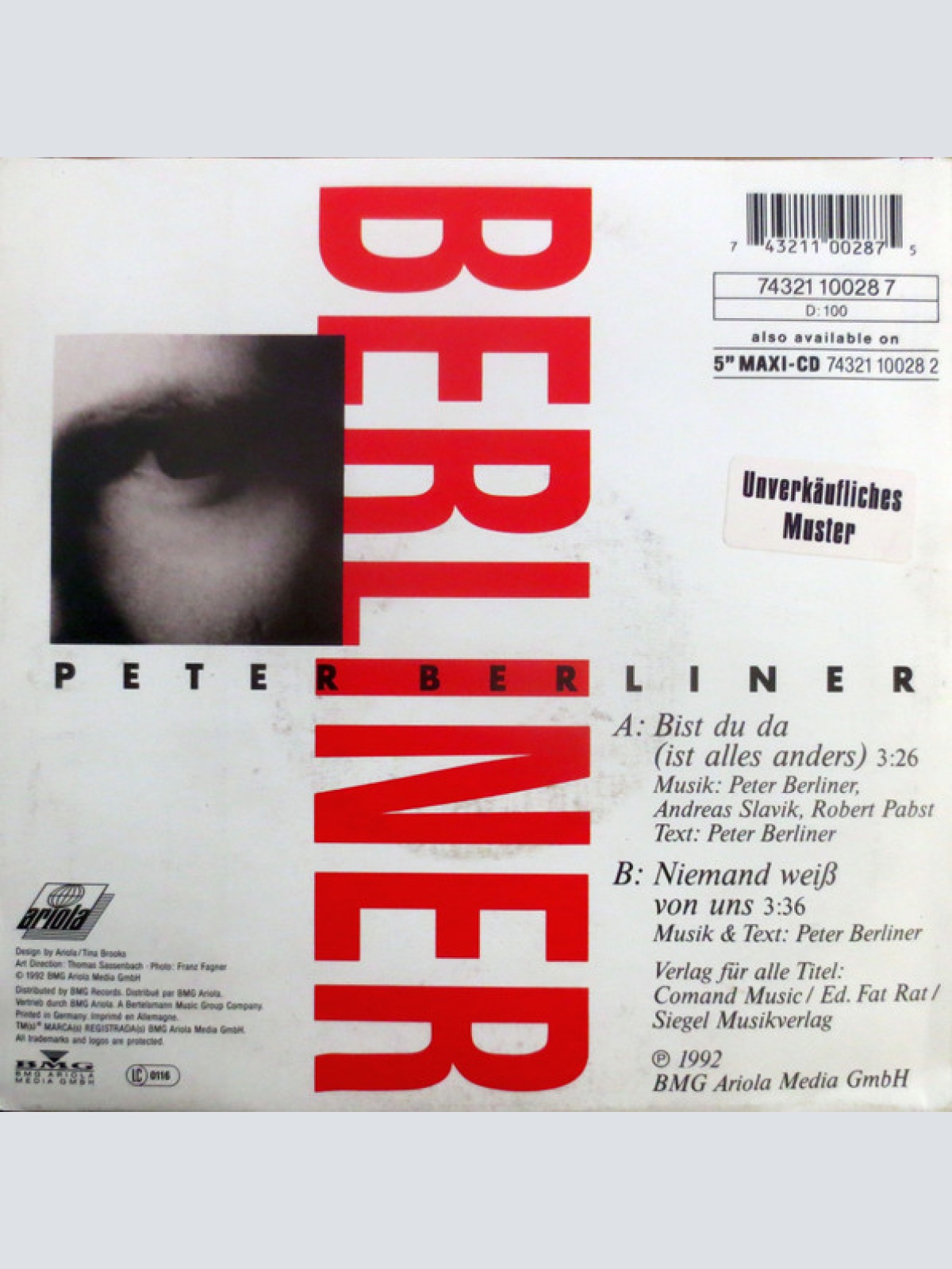 Vinyl / Peter Berliner (3) - Bist Du Da (Ist Alles Anders)