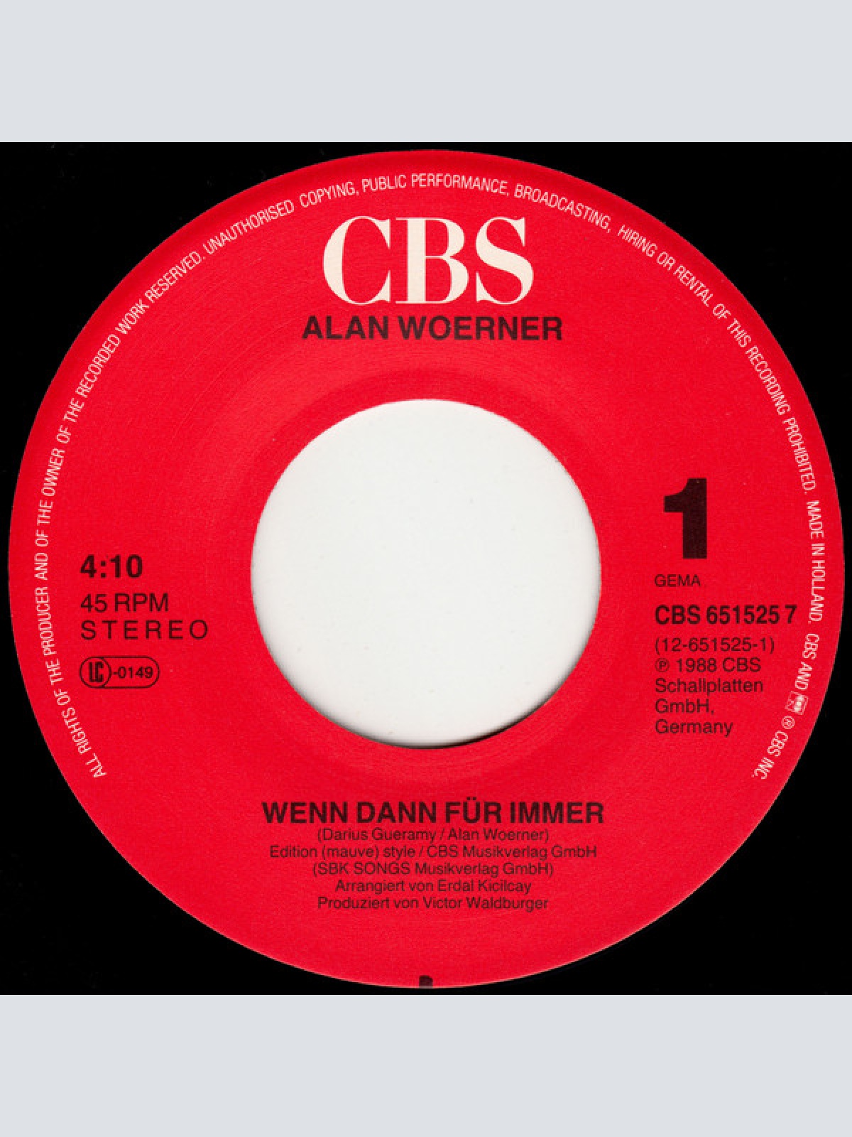 Vinyl / Alan Woerner - Wenn Dann Für Immer