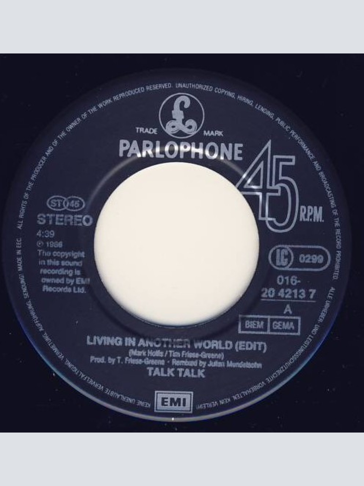 Vinyl / Talk Talk - Living In Another World (Remix '91)