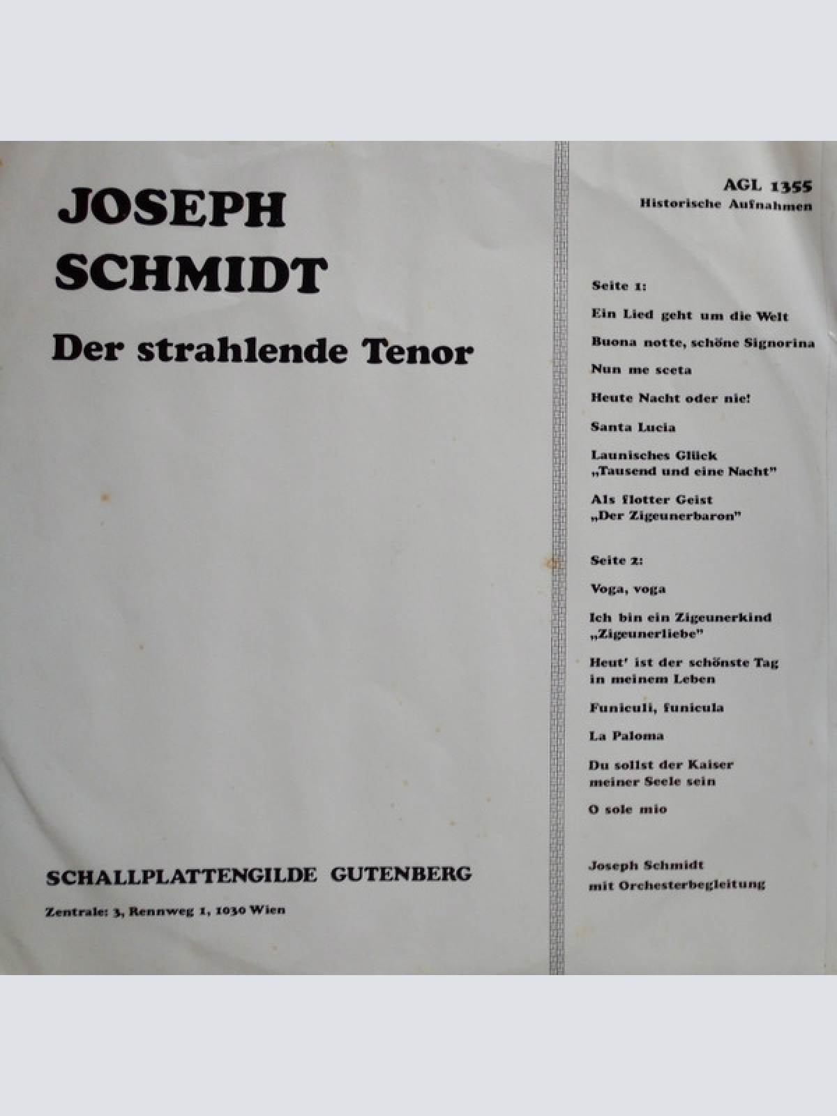 Vinyl / Joseph Schmidt - Der Strahlende Tenor