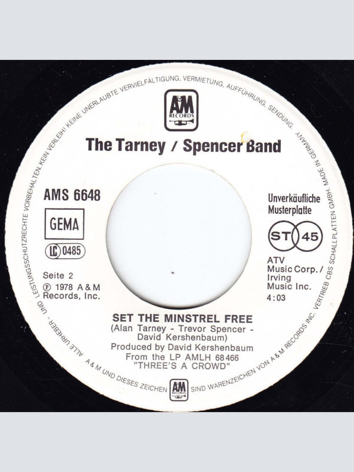Vinyl / The Tarney/Spencer Band - Takin' Me Back
