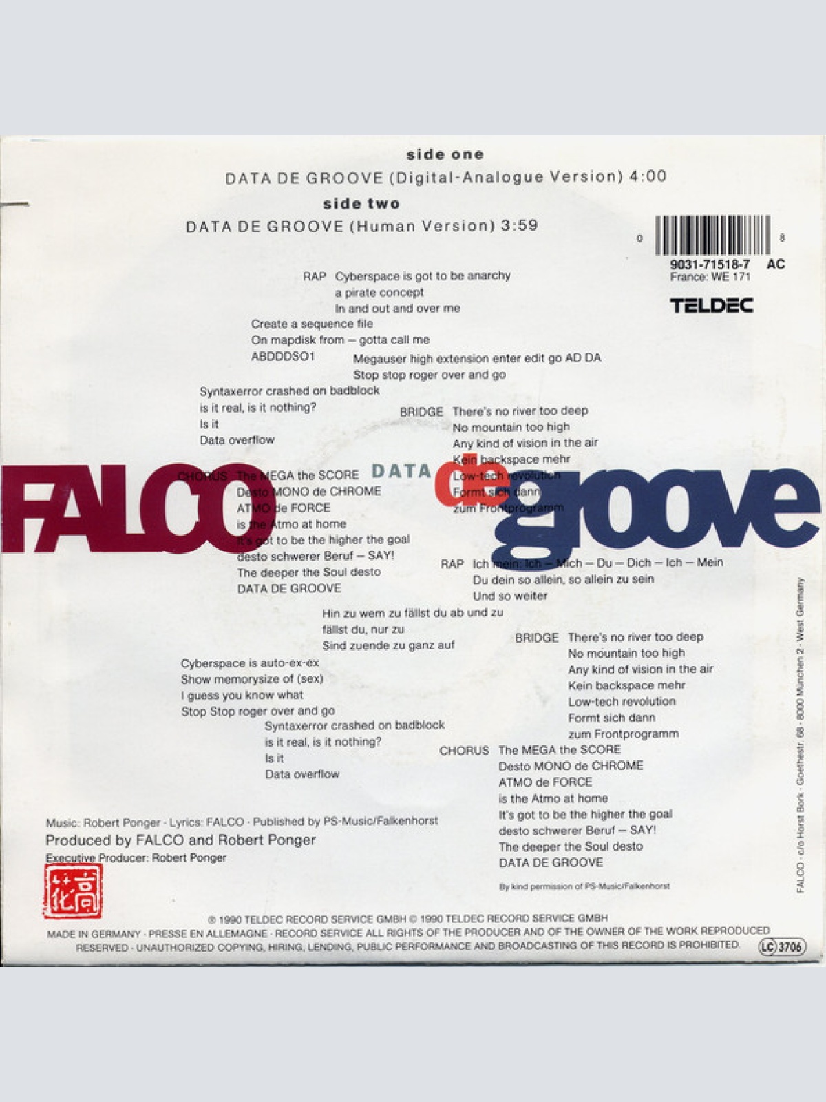 Vinyl / Falco - Data De Groove