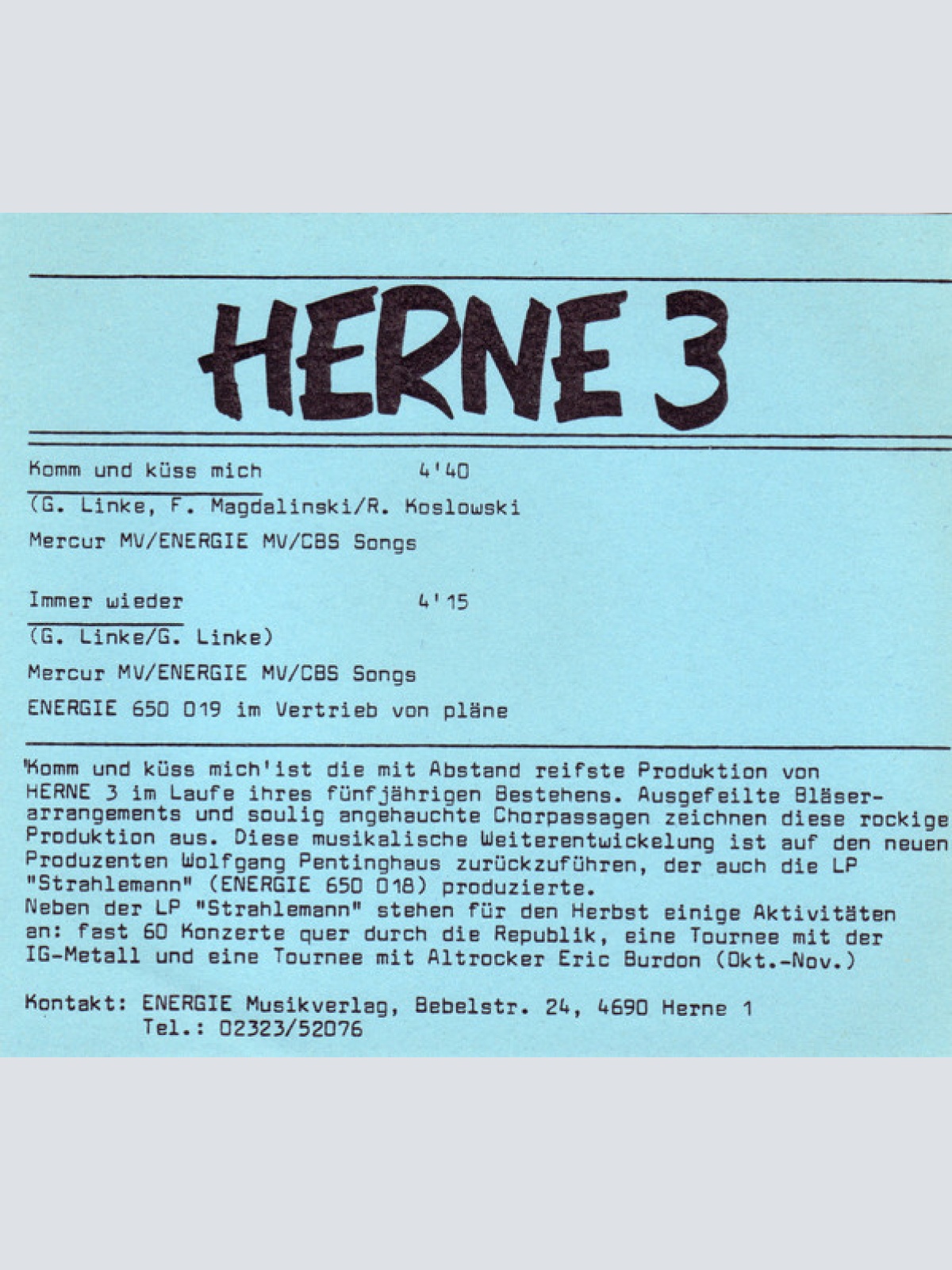 Vinyl / Herne 3 - Komm Und Küss Mich