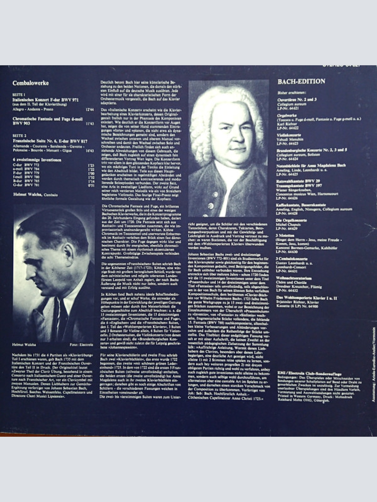 Vinyl / J. S. Bach* / Helmut Walcha - Bach Edition: Cembalowerke