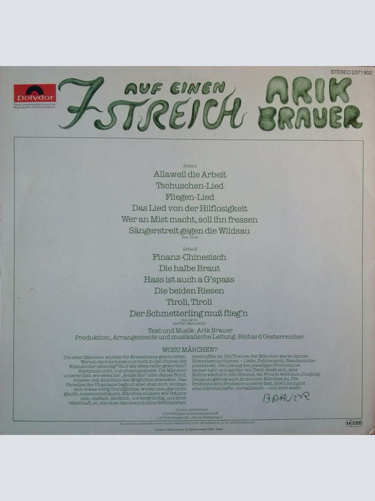 Vinyl / Arik Brauer - 7 Auf Einen Streich