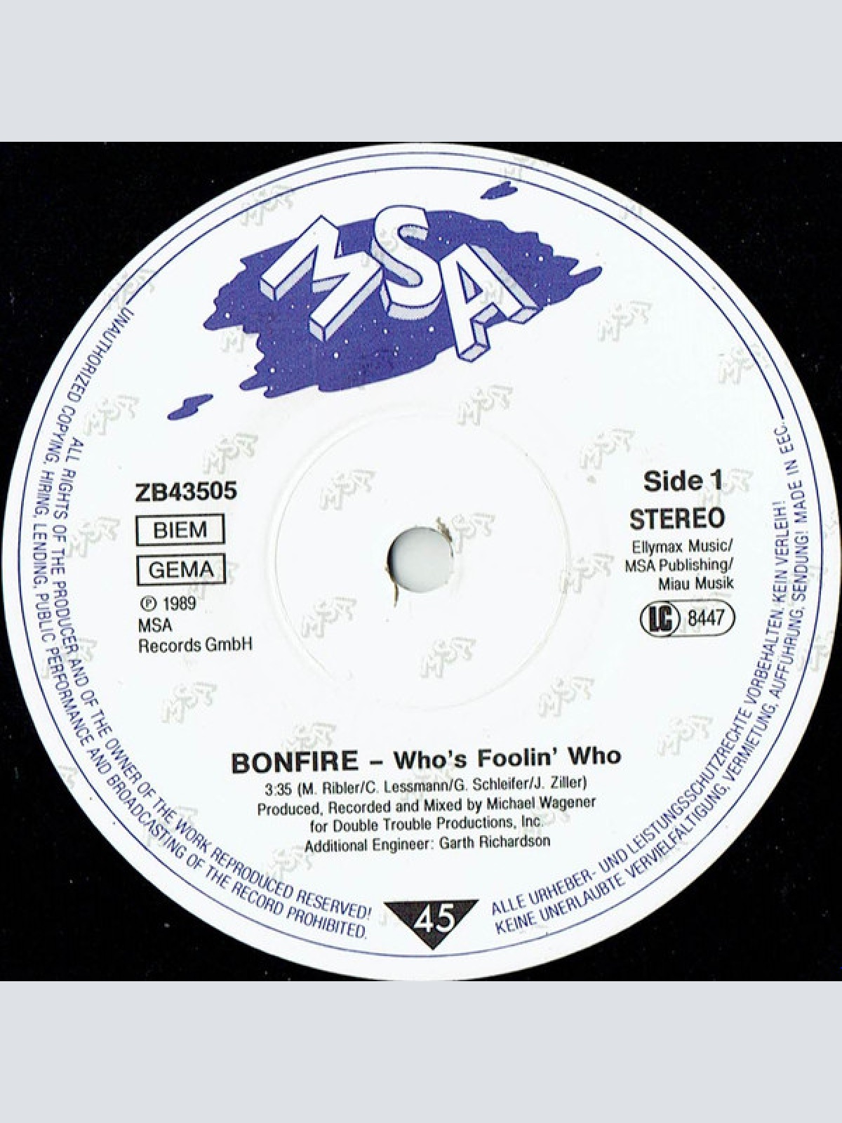 Vinyl / Bonfire - Who's Foolin' Who