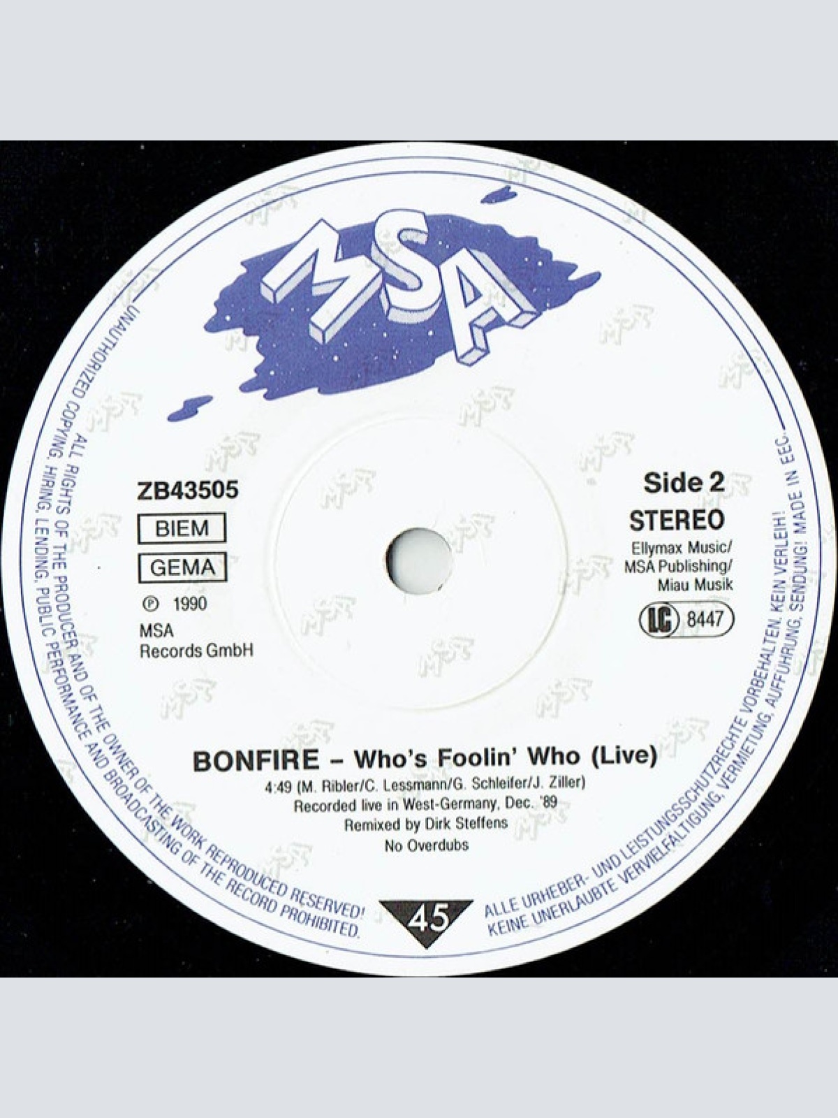 Vinyl / Bonfire - Who's Foolin' Who