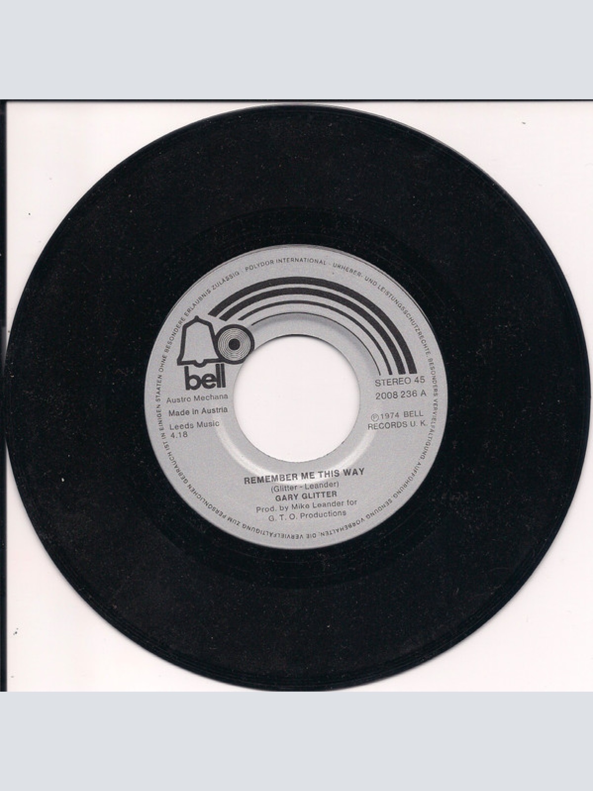 Vinyl / Gary Glitter - Remember Me This Way