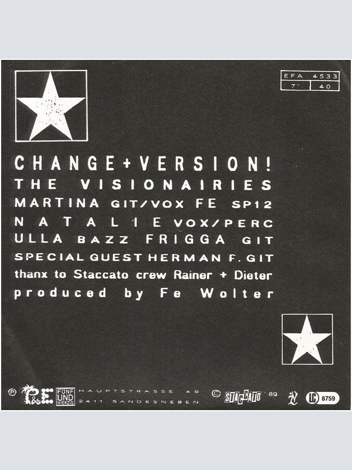 Vinyl / The Visionairies - Change + Version!