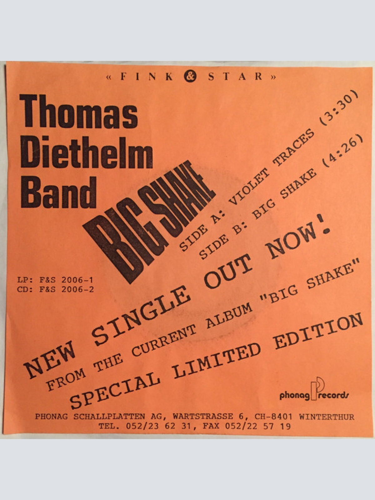 Vinyl / Thomas Diethelm Band - Big Shake
