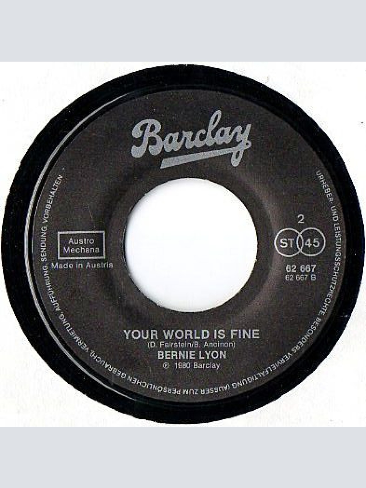 Vinyl / Bernie Lyon - Hell / Your World Is Fine