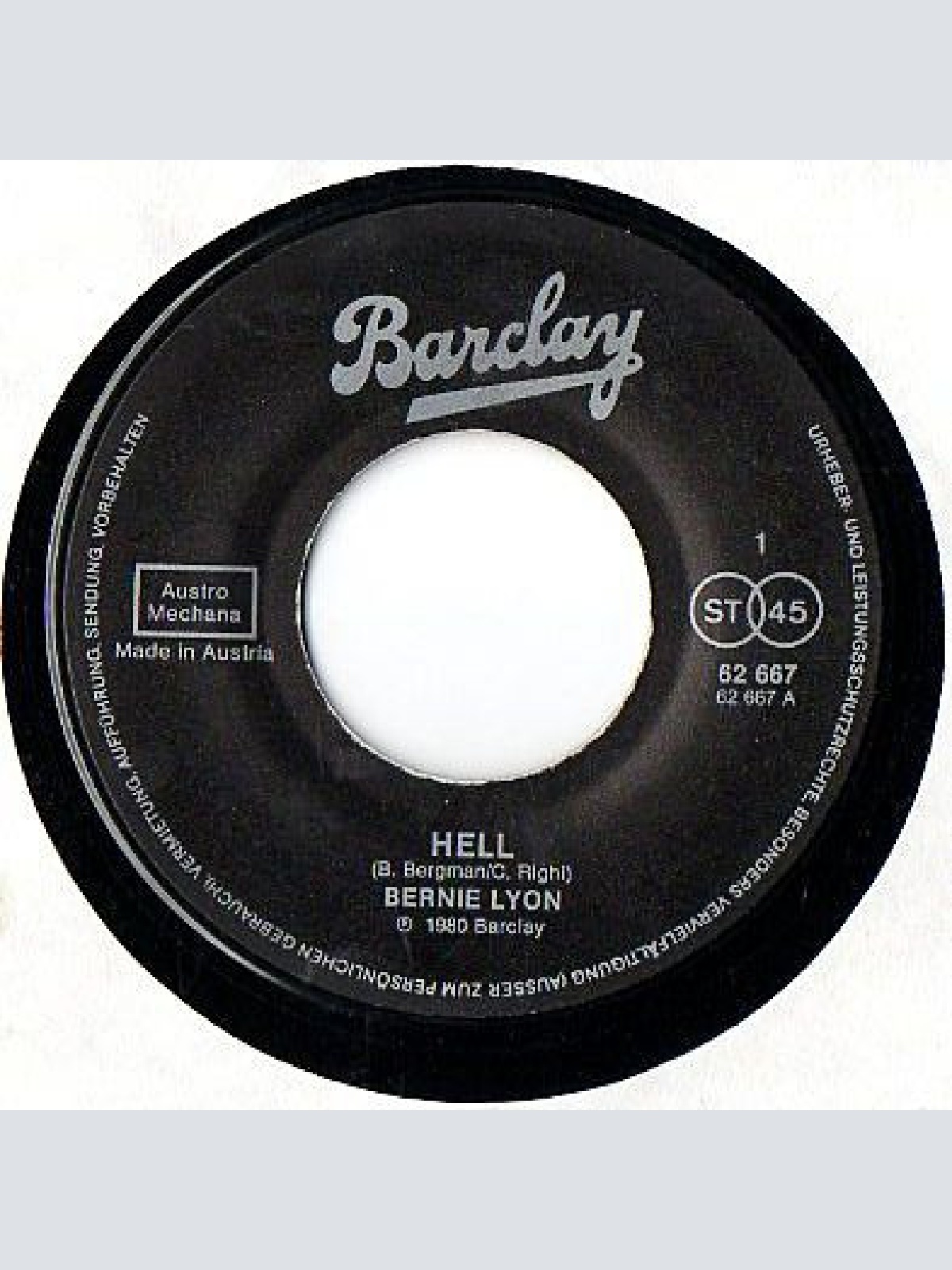 Vinyl / Bernie Lyon - Hell / Your World Is Fine