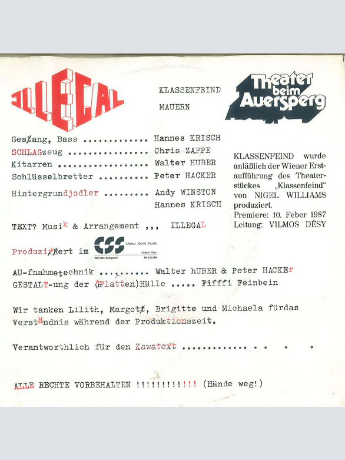 Vinyl / Illegal (8) - Klassenfeind