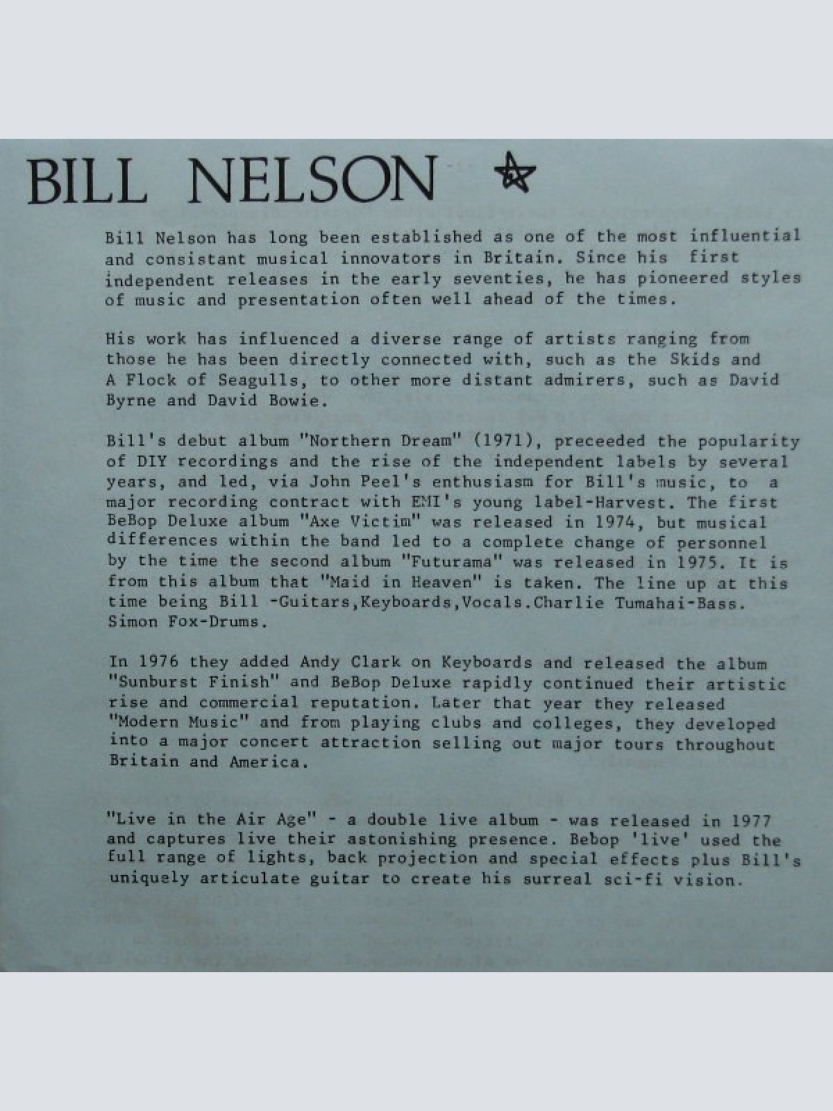 Vinyl / Bill Nelson - Permanent Flame (The Beginners Guide To Bill Nelson)