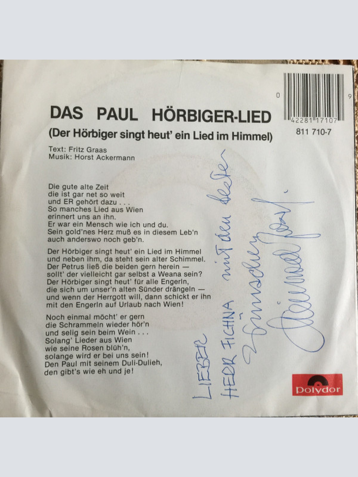 Vinyl / Josef Meinrad - Das Paul Hörbiger-Lied
