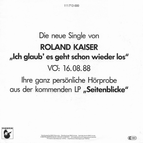 Vinyl / Roland Kaiser - Ich Glaub Es Geht Schon Wieder Los