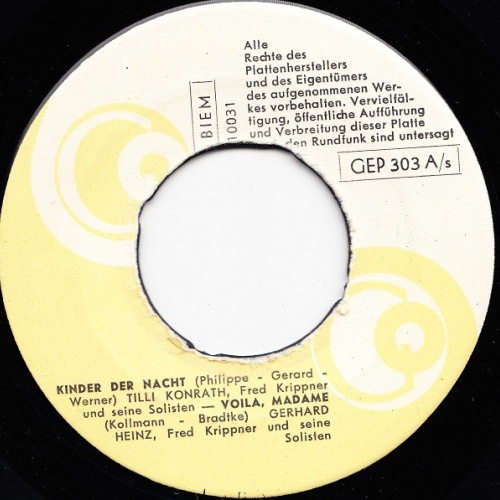 Vinyl / Tilli Konrath / Gerhard Heinz / Ilse Gabriel - Kinder Der Nacht / Voila, Madame / Jolie Jacqueline / Der Student Von Paris