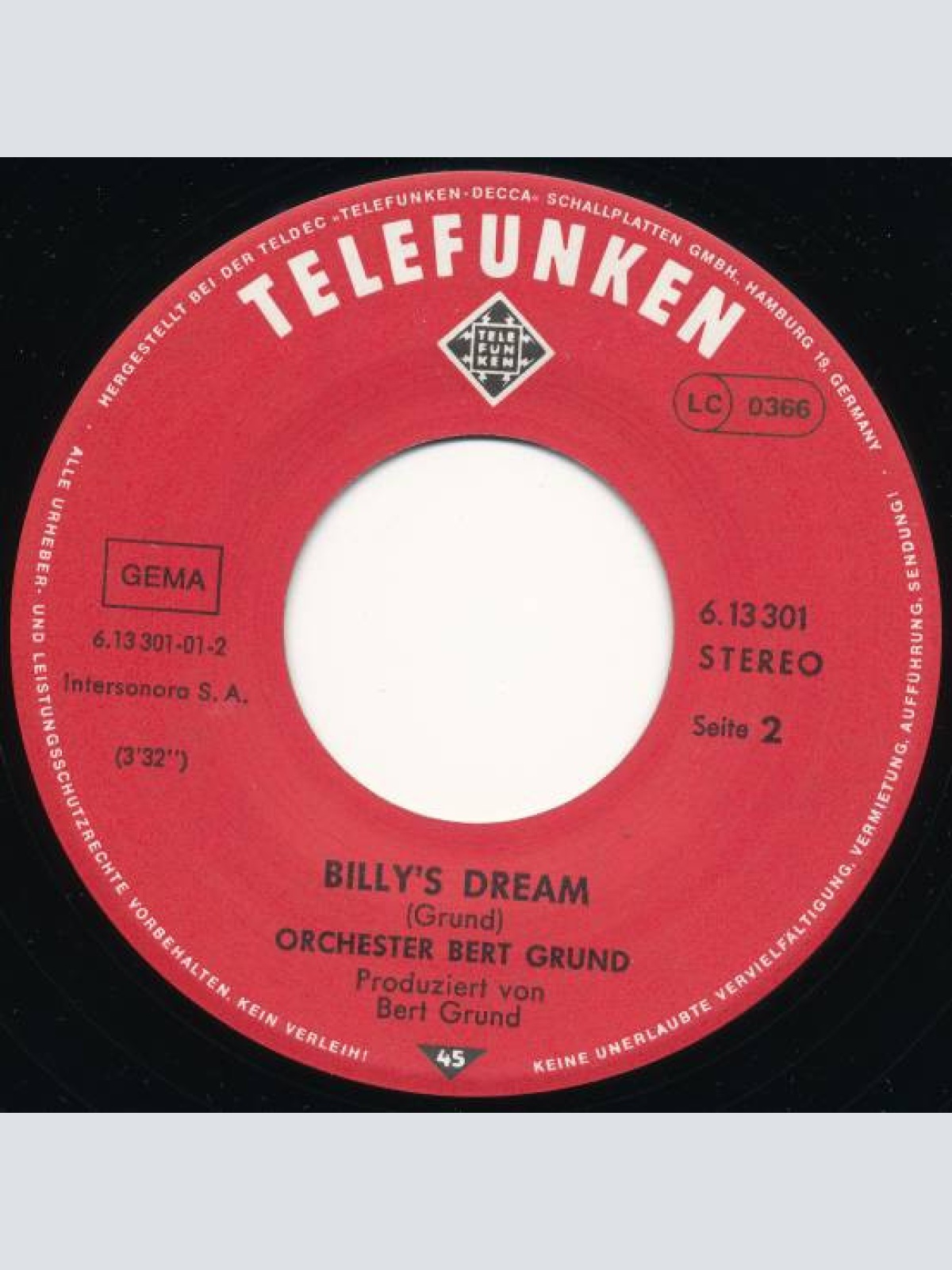 Vinyl / Orchester Bert Grund* - Theme For Billy