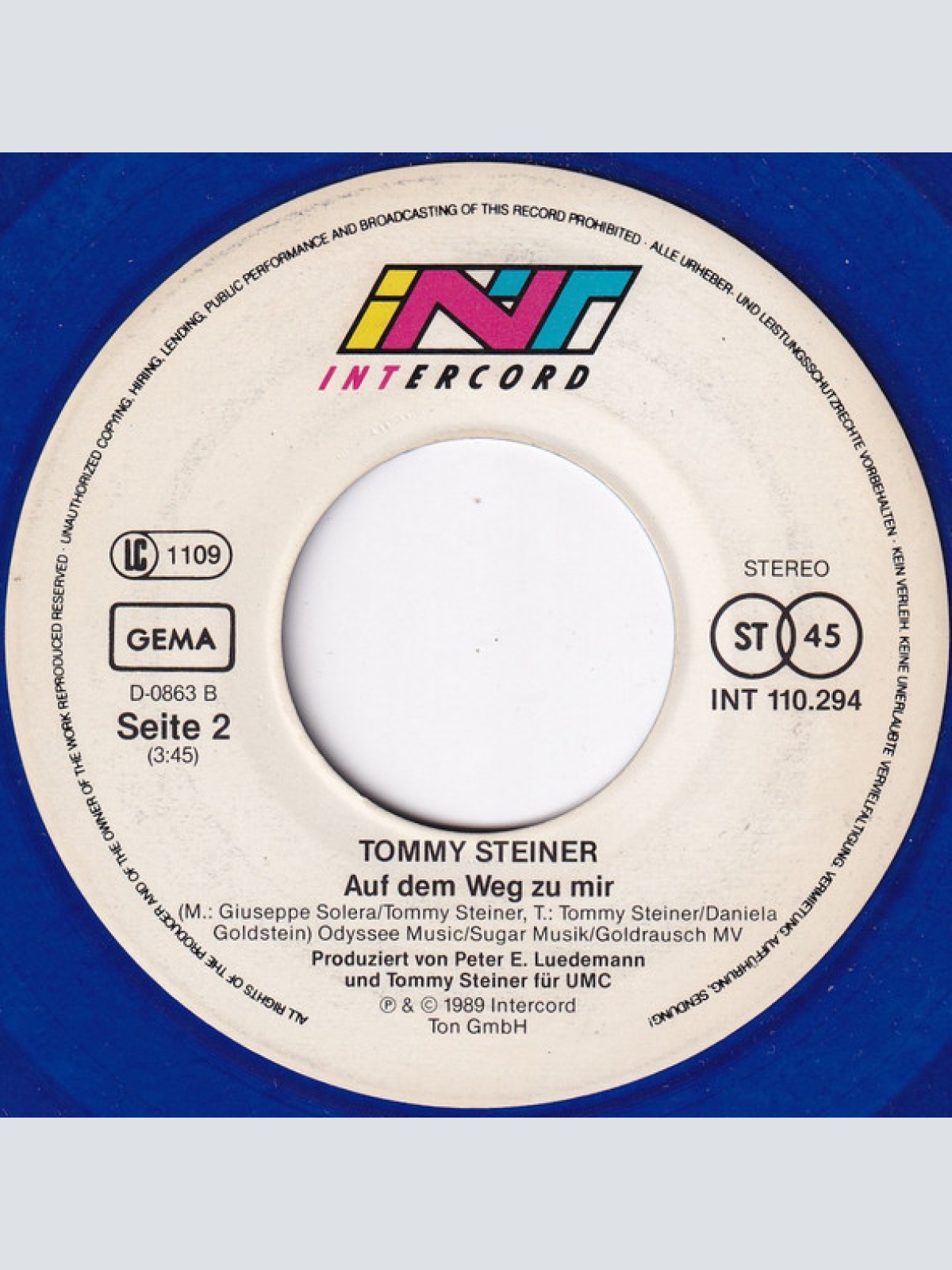 Vinyl / Tommy Steiner - Ich Bin Verrückt Nach Dir