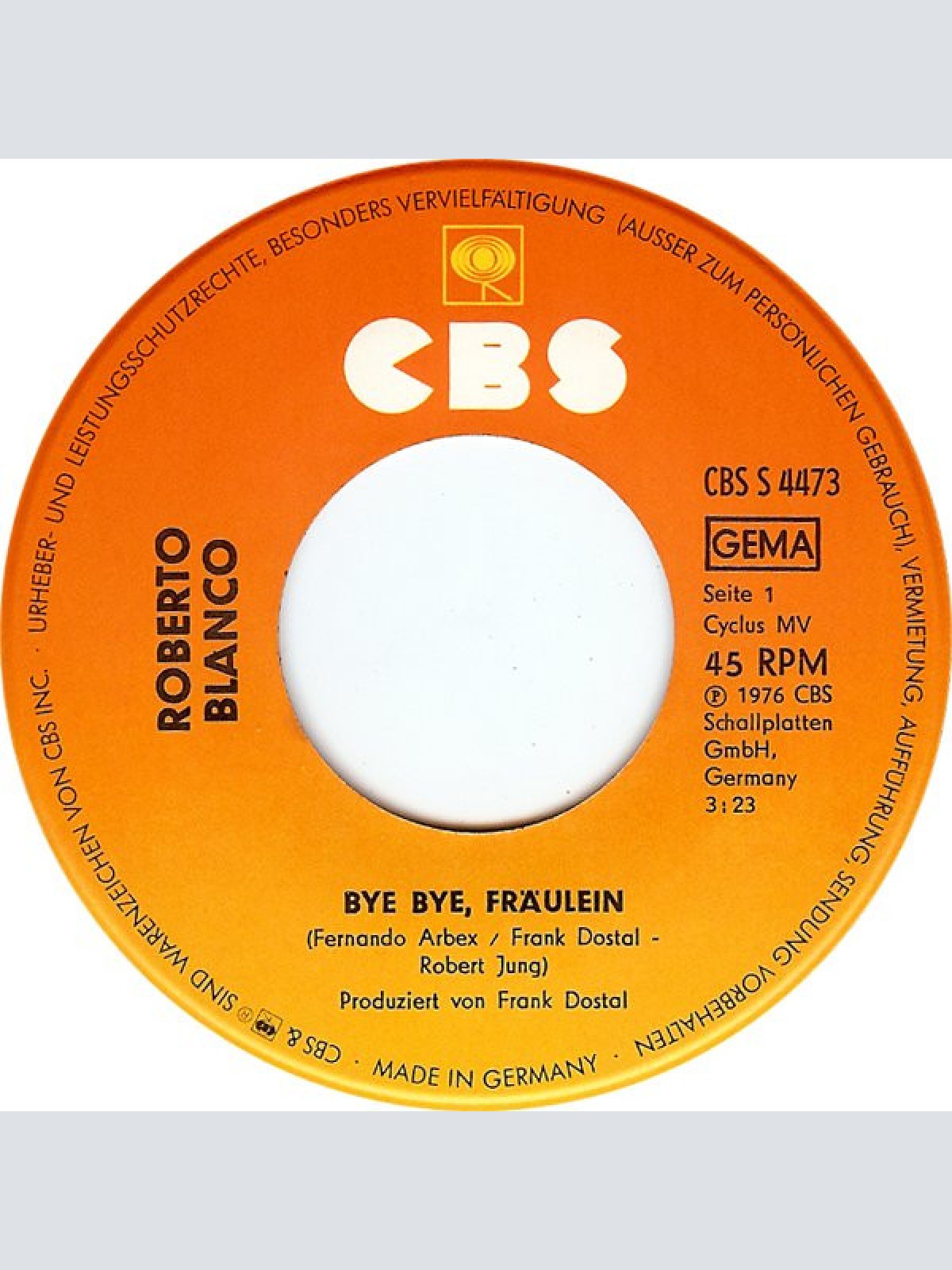 Vinyl / Roberto Blanco - Bye Bye, Fräulein